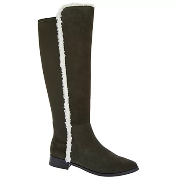 G.I.L.I. Shearling & Suede Tall Shaft Boot- Daveen Hunter Green SZ 10 - Picture 1 of 15